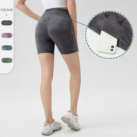 Women's Tie-Dye High Waist Yoga Shorts Tummy Control Hip Lifting Running Workout Shorts With Hidden Back Pocket