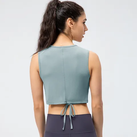 Women's Sport Yoga Tank Top Twist Knot Sleeveless Modal Blend Quick Dry Crop Top Fitness Gym Training Casual Vest