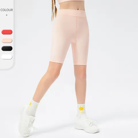 Girls High Waist Biker Shorts Stretchy Nylon Spandex Sports Yoga Shorts For Running Dance Gym Workout Tight Fitness Pants