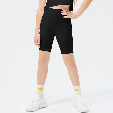 Girls High Waist Biker Shorts Stretchy Nylon Spandex Sports Yoga Shorts For Running Dance Gym Workout Tight Fitness Pants