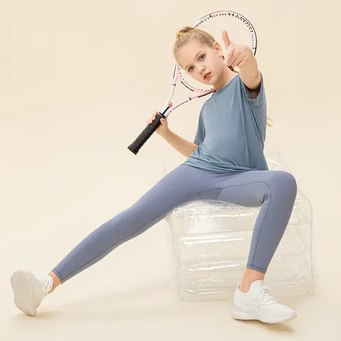 Children's Quick Drying Breathable Mesh Sports T-Shirt Loose Raglan Sleeve Running Tennis Top For Girls Nylon Spandex
