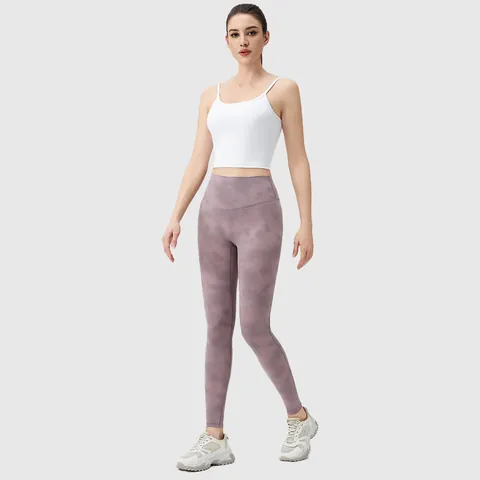 Women's High Waist Tie-dye Yoga Leggings Naked Feeling Tummy Control Hip Lifting Tight Fitness Running Leggings Nylon Spandex