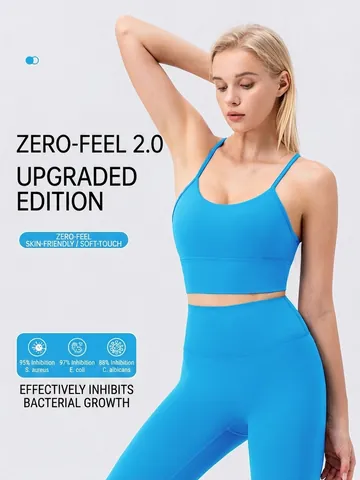 Reggiseno Sportivo da Yoga Antibatterico ad Alta Elasticità Donna Incrocio Posteriore Imbottito Nylon Spandex Canotta Fitness