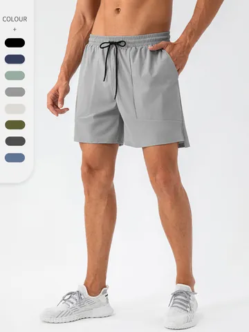 Men's Quick Dry Athletic Shorts Breathable Running Gym Shorts With Towel Loop Drawstring Waist Nylon Casual Sports Pants