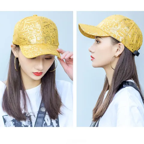 Gorra de Béisbol Reflectante Grafiti Metálico Letra Holográfica Algodón Satén Sombrero Hip-Hop Street Parasol