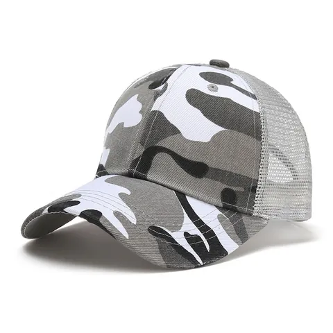 Women Men Camouflage Baseball Cap Adjustable Mesh Trucker Hat Outdoor Sun Protection Military Camo Hat Sports Snapback