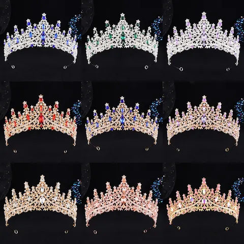 Luxuriöse Barock Legierung Strass Brautkrone Tiara Für Hochzeit Party Geburtstag Europäischer Stil Damen Kopfschmuck Zubehör