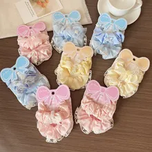 Sweet Bow Lace Scrunchie Set Macaron Color Hair Ties For Women Hand Made Fabric Large Hair Rings Girly Hair Accessories