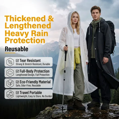 Eva Raincoat Long Hooded Waterproof Thickened Portable Rain Poncho For Adults Kids Outdoor Travel Hiking