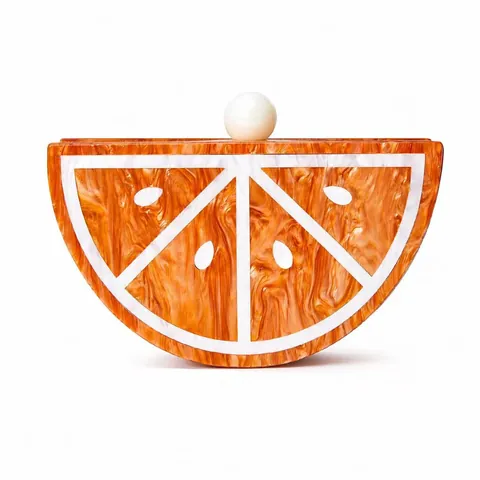 Fruit Shape Evening Clutch Bag Acrylic Watermelon Orange Marble Texture Shoulder Chain Purse For Women Wedding Party