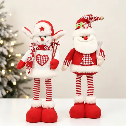 Ornamenti Per Bambole Di Peluche Di Natale Babbo Natale Pupazzo Di Neve Renna Tessuto A Maglia Decorazioni Da Tavolo Sedute Con Campanello
