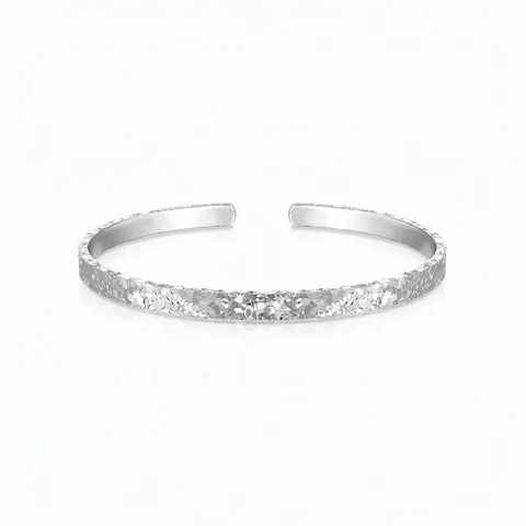 S925 Sterling Silber Gehämmert Offener Armreif Für Damen Minimalistisch Crushed Ice Textur Verstellbar Manschette Armband Schmuck Geschenk