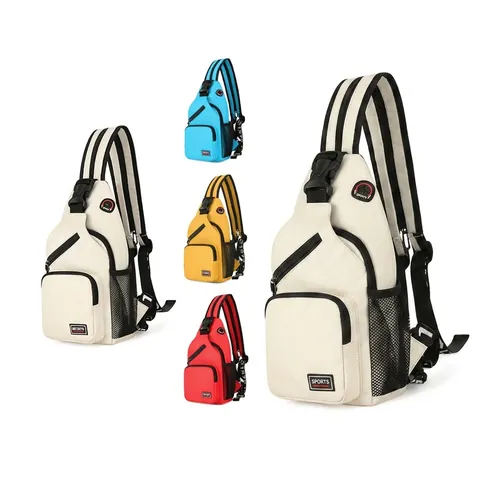 Sports Chest Bag Oxford Cloth Multi Pocket Crossbody Sling Pack For Outdoor Travel Casual Fashion