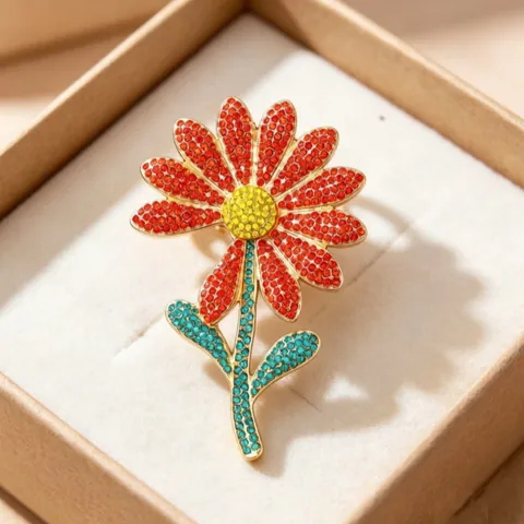 Exquisite Zinklegierung Strass Gänseblümchen Blume Brosche Für Damen Eleganter Floral Anzug Mantel Korsett Pin Luxus Schmuck Zubehör