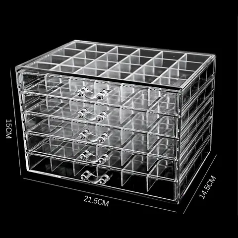 Acrylic Jewelry Storage Chest Multi Compartment Nail Art Organizer For Beads Rhinestones Earrings Desktop Display Container