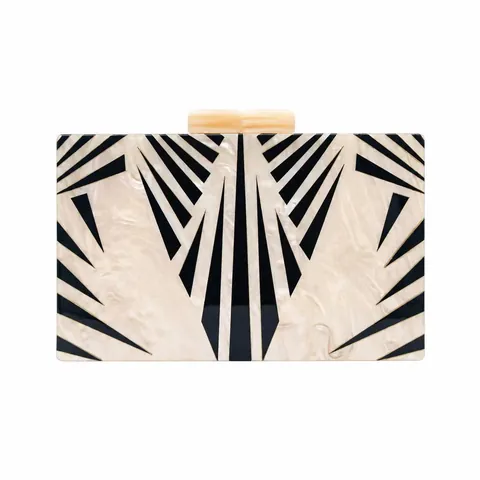 Vintage Acrylic Evening Clutch Bag Geometric Pattern Marble Texture Box Purse With Metal Chain For Women Prom