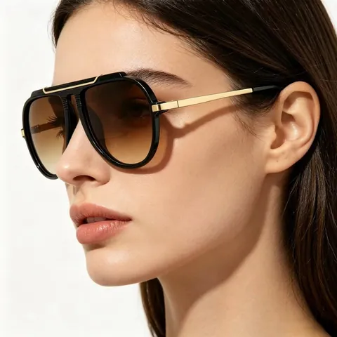Lunettes De Soleil Aviateur Protection UV400 PC Métal Grande Monture Rétro Mode Conduite Extérieur Pour Hommes Femmes