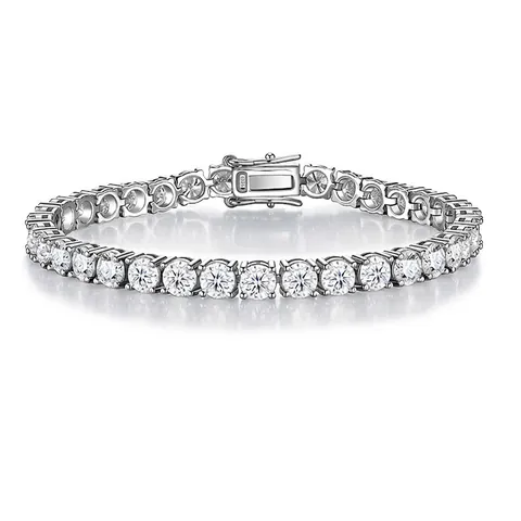 925 Sterlingsilber Moissanit Tennis Armband Für Damen Luxuriöses Rundschliff Moissanit Vollbesetzt Mit Strass Armband Hochzeits Schmuck Geschenk