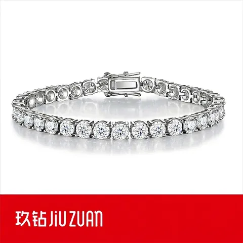 925 Sterling Silver Moissanite Tennis Bracelet For Women Luxurious Round Cut Moissanite Full Rhinestone Bracelet Wedding Jewelry Gift