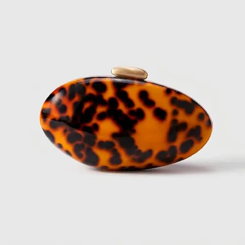 Acrylic Evening Clutch Bag Tortoise Shell Pattern Amber Hard Shell Crossbody With Chain Strap For Wedding Party Women