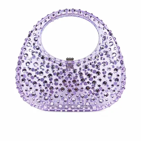 Strass Abendtasche Transparent Acryl Halbmond Handtasche Für Damen Party Hochzeit Glänzend Elegant