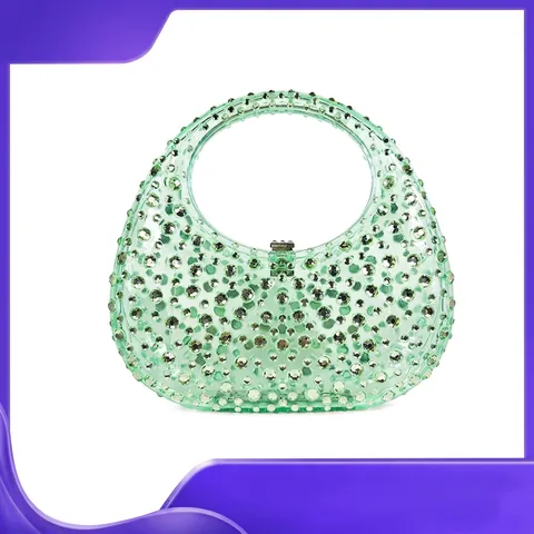 Strass Abendtasche Transparent Acryl Halbmond Handtasche Für Damen Party Hochzeit Glänzend Elegant
