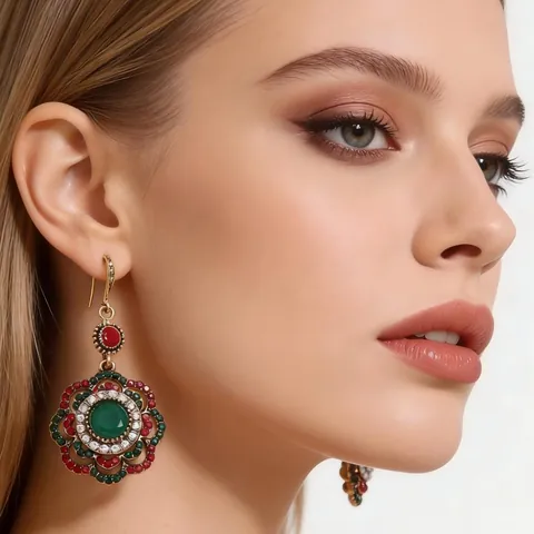Vintage Zonnebloem Hangende Oorbellen Met Legering Strass Harssteen En Oorbelpost Boheemse Etnische Stijl Voor Dames Sieraden