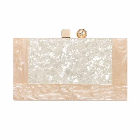 Women Evening Clutch Bag Acrylic Marble Texture Hard Shell Party Wedding Handbag Vintage Crossbody Purse With Chain