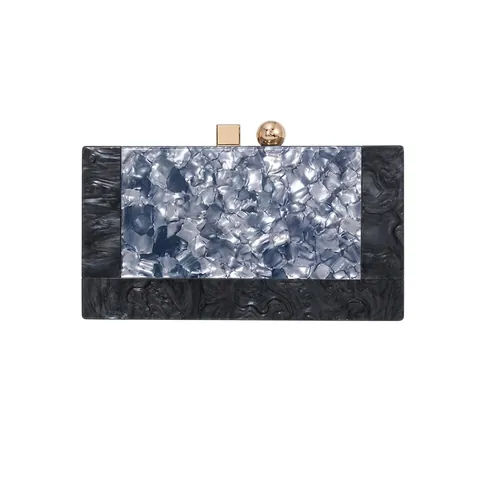 Women Evening Clutch Bag Acrylic Marble Texture Hard Shell Party Wedding Handbag Vintage Crossbody Purse With Chain