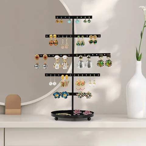 Earring Display Stand Musical Note Shape Metal Multi Layer Jewelry Organizer Rack For Necklace Hanging Desktop Storage