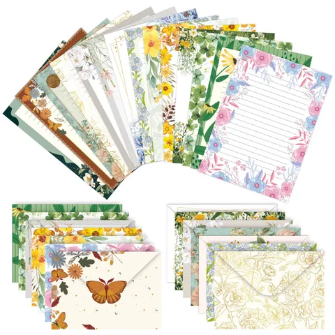 Retro Floral Butterfly Stationery Letter Paper And Envelopes Vintage Watercolor Writing Sheets For Wedding Invitations