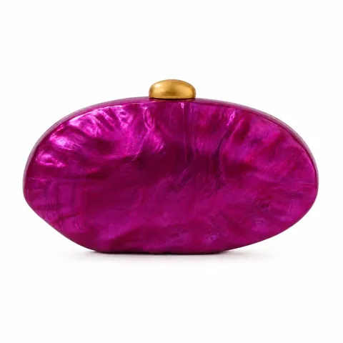 Acrylic Marble Texture Evening Bag Shell Shaped Oval Hard Shell Clutch Handbag With Metal Clasp For Women Wedding Party