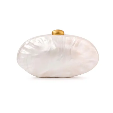 Acrylic Marble Texture Evening Bag Shell Shaped Oval Hard Shell Clutch Handbag With Metal Clasp For Women Wedding Party