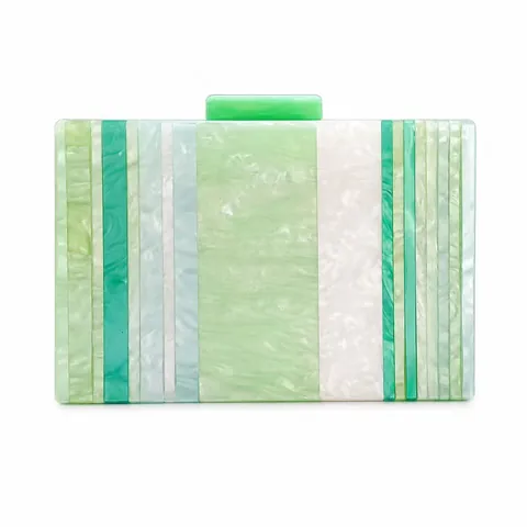 Pochette Da Sera In Acrilico Con Trama Marmorea Borsa Rigida Rettangolare Con Tracolla A Catena Per Matrimoni E Feste