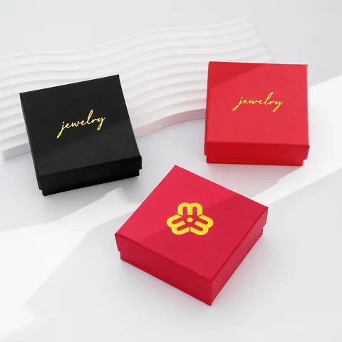 Joyero Cuadrado de Material Compuesto Estilo Chino Caja de Embalaje de Regalo para Broches Letras Doradas Organizador de Joyas