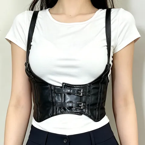 Women Wide Corset Belt Vest Strap Adjustable PU Leather Denim Lace Elastic Waist Cincher Gothic Punk Fashion Accessory