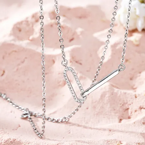 Geometrische Kreuz Interlocking Anhänger Halskette Kupfer Vergoldet Zirkonia Modeschmuck Für Damen