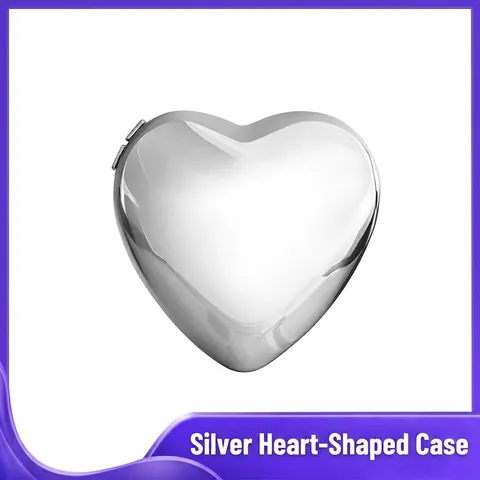 Heart Shaped Metal Evening Clutch Bag Silver Polished Hard Shell Crossbody Purse With Chain Strap