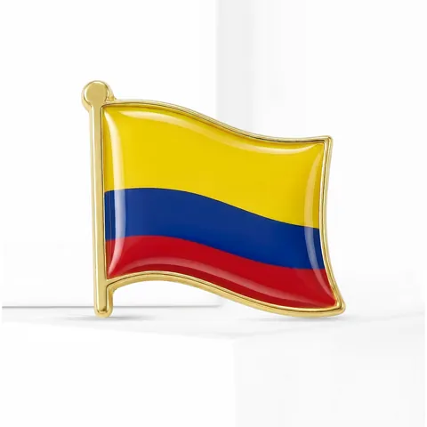 Spilla Bandiera Colombia per Uomo Donna Lega Smalto Bandiera Nazionale Ondeggiante Spilla da Risvolto Placcata Oro Gioielli Moda