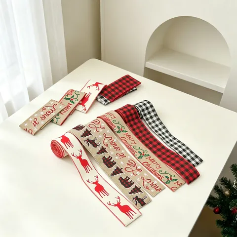 Weihnachtsband Aus Juteimitat Festliche Geschenkverpackung Dekoration LKW Baum Druck DIY Handwerk Rustikales Feiertagsornament
