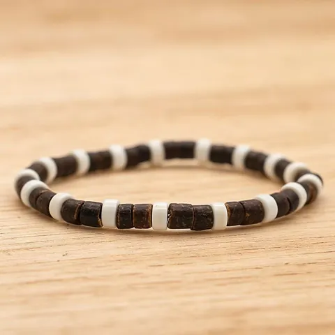 Handgefertigtes Mehrschichtiges Perlenarmband Set Kokosnussschale Naturstein Edelstahl Boho Ethno Schmuck Für Damen Herren