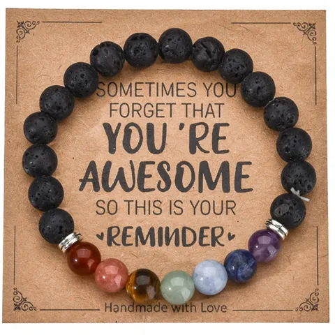 Natural Stone Beaded Bracelet With Heart Charm Amethyst Rose Quartz Handmade Inspirational Gift Card Jewelry For Women Men