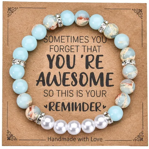 Natural Stone Beaded Bracelet With Heart Charm Amethyst Rose Quartz Handmade Inspirational Gift Card Jewelry For Women Men