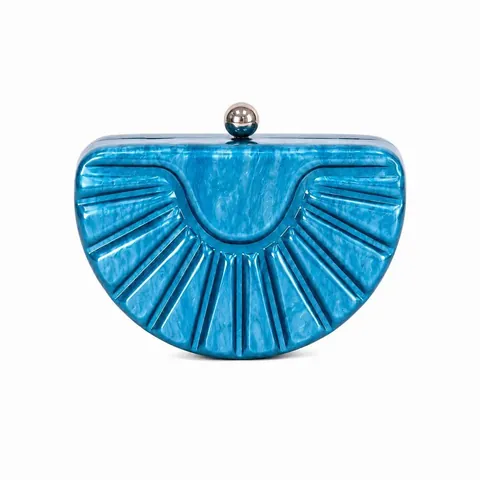 Women Acrylic Evening Clutch Bag Shell Shape Marble Texture Hard Shell Handbag With Silver Ball Clasp Elegant Retro