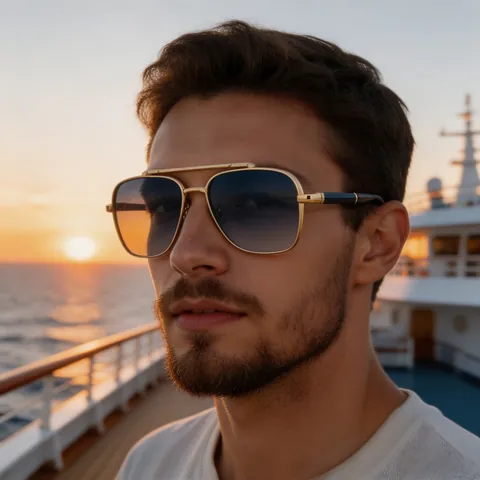 Fashion Square Aviator Sunglasses For Men Metal Double Bridge Frame Gradient PC Lens UV400 Protection Driving Outdoor Eyewear