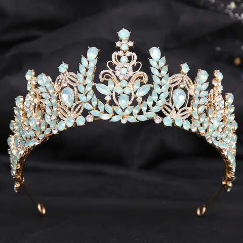 Tiara a Corona da Sposa Barocca di Lusso in Lega con Strass Elegante Design a Spiga Matrimonio Banchetto Donna Accessori per Capelli