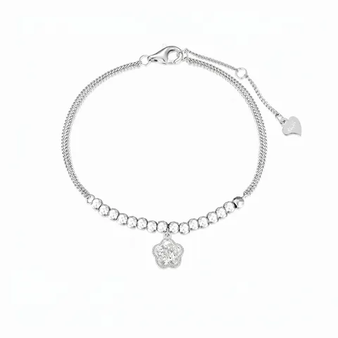 Exquisites 925 Sterlingsilber Pfirsichblüten Anhänger Armband Für Damen Doppelketten Strass Blumen Armband Schmuck Geschenk
