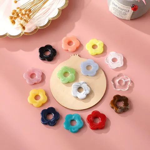 Fünfblättrige Blumenperlen Acryl Marmor Textur DIY Schmuckherstellung Halsketten Ohrringe Bastelzubehör Retro Stil