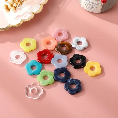 Fünfblättrige Blumenperlen Acryl Marmor Textur DIY Schmuckherstellung Halsketten Ohrringe Bastelzubehör Retro Stil