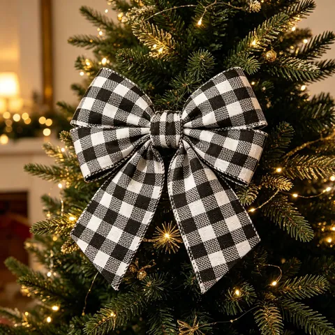 Buffalo Plaid Ribbon Burlap Fabric Wired Edge For Christmas Decoration Gift Wrapping DIY Crafts Gingham Pattern